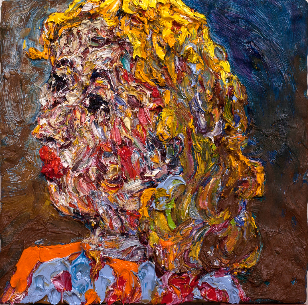   Uptown,&nbsp; 2015  Oil and plaster on wood  12x12" 