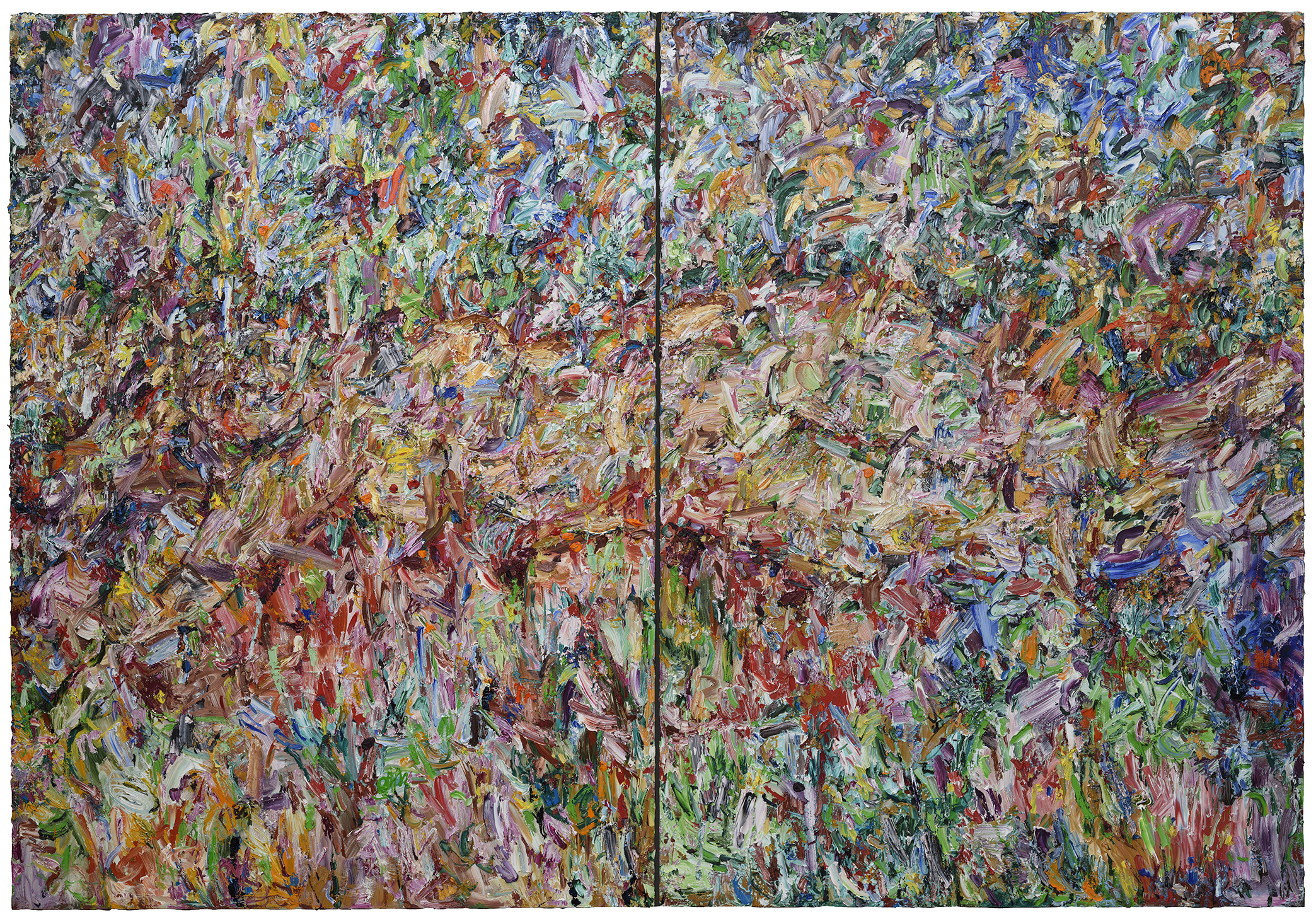   No Shrinking Violet,  2017  Oil on canvas 100x144" (diptych) 