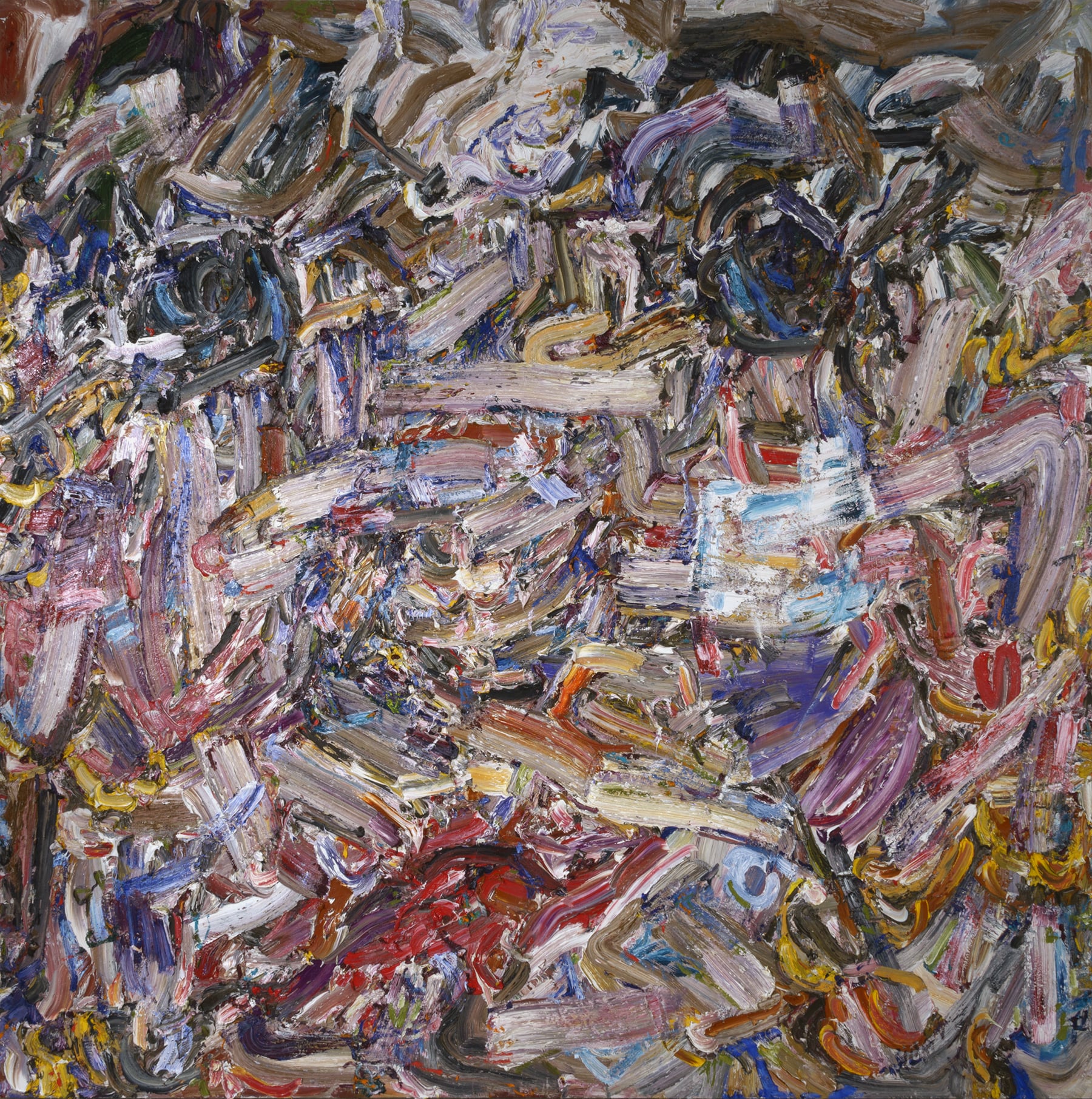   Swimmingly,&nbsp; 2015  Oil on wood  96" x 96" 